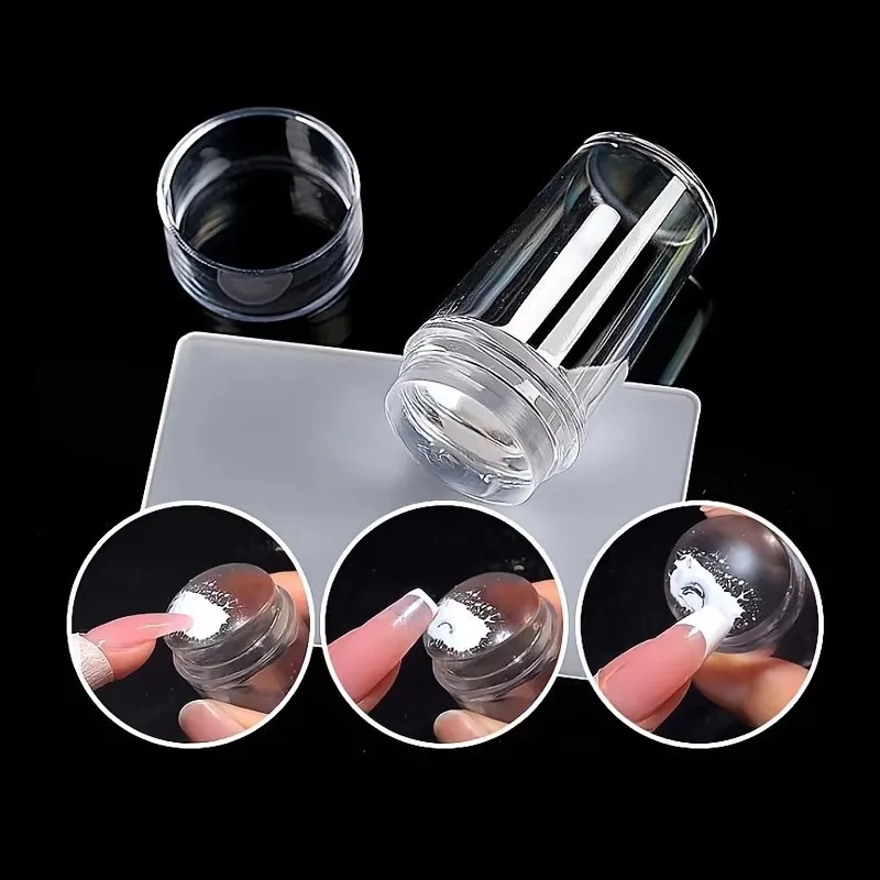 1 Set of Silicone Transparent Sealing Head Large Scraper-Style Nail Art Transfer Tool Nail Art Template Mold Transparent Nail Art Stamper