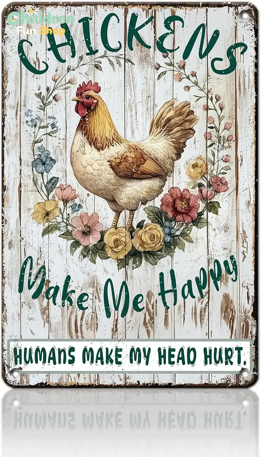 Chicken Sign Coop Funny Outdoor Decor Chicken Coop Sign Chicken Accessories Chickens Make Me Happy Indoor Outdoor Chicken Dec