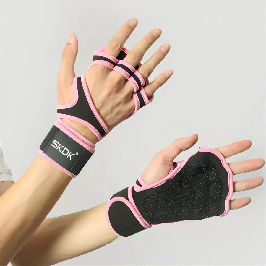 (زوج واحد) قفازات رفع الأثقال قماش الغوص قفازات رياضية قفازات النخيل قفازات المعصم سيليكون عدم الانزلاق حماة اليد #3
