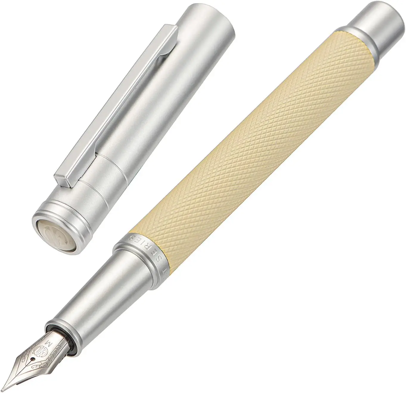 

Высококачественная перьевая ручка Baihualin — двухцветное титаново-серебряное перо 0,5/0,7 мм, в комплекте с металлическим футляром.