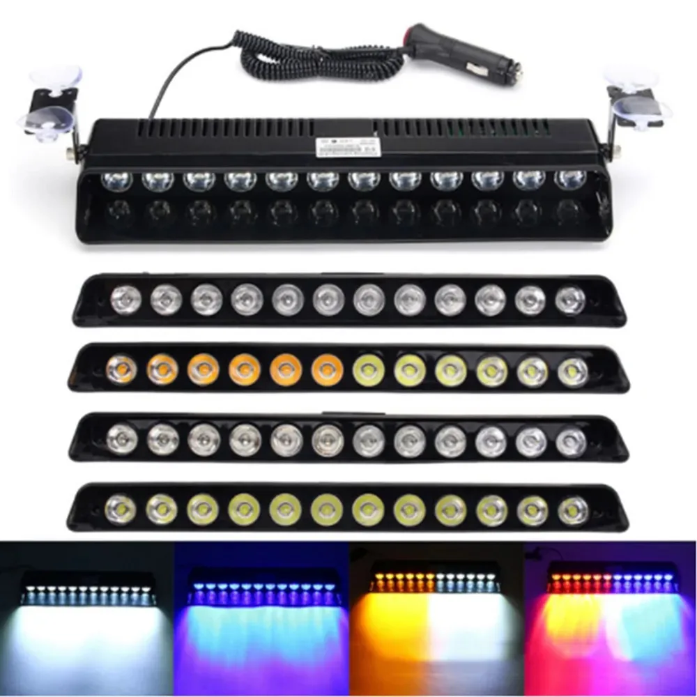 12leds Flashing light Car Front windshield Strobe Light Warning light Siganl lamp Police warning Beacon lamp 12V Emergency light