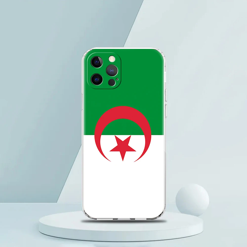 Bandiera Algeria custodia trasparente per telefono custodia per iPhone 16 15 14 13 12 11 Pro Max XS Max 16 7 8 Plus custodia morbida antiurto TPU