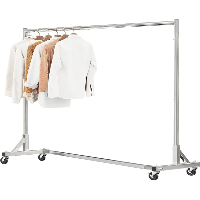 Industrial Grade Z-Base 70in extra long Clothes Garment Rack, Commercial Grade Rolling Clothing Rack