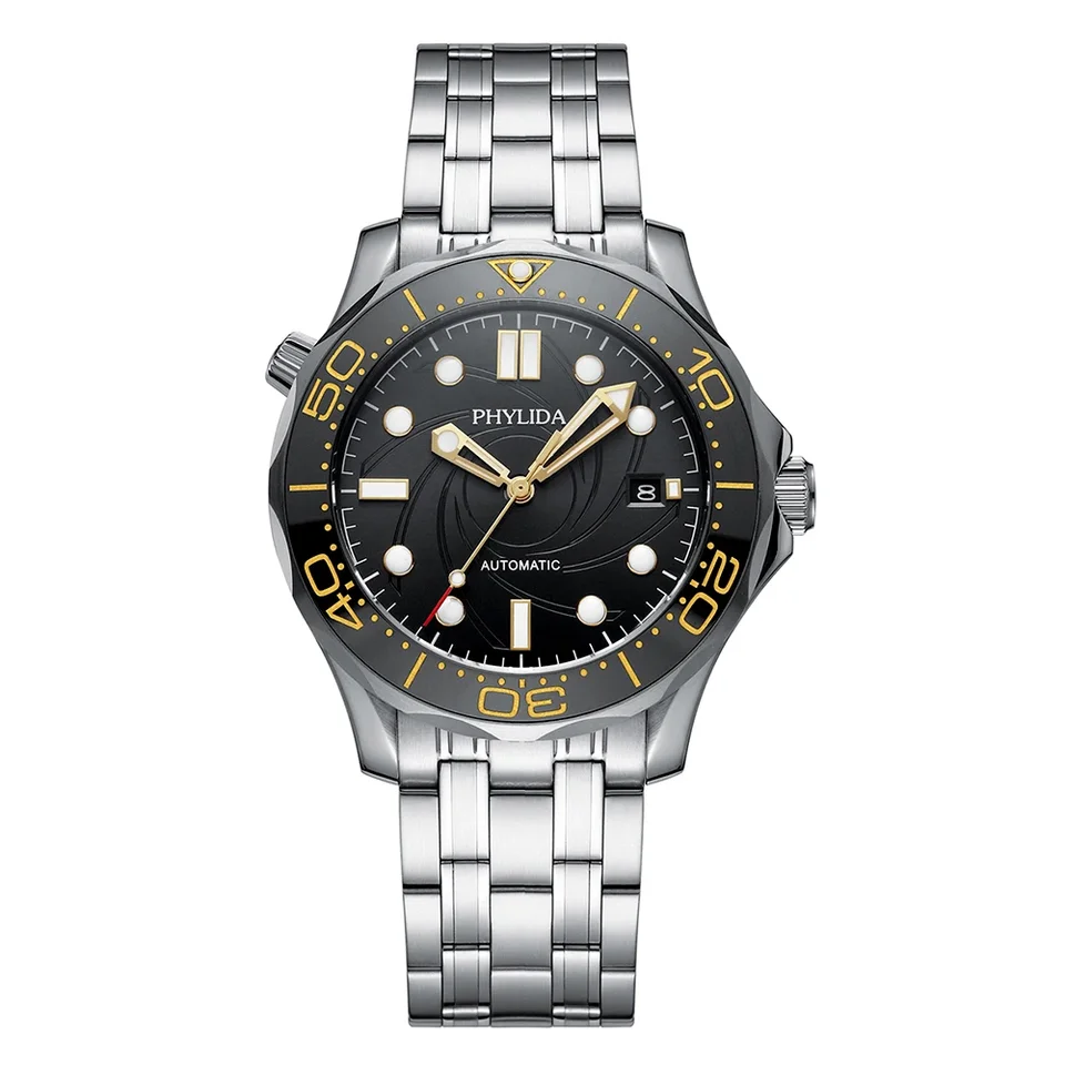 PHYLIDA 20Bar 200M Water Resistant Black Dial Miyota Automatic