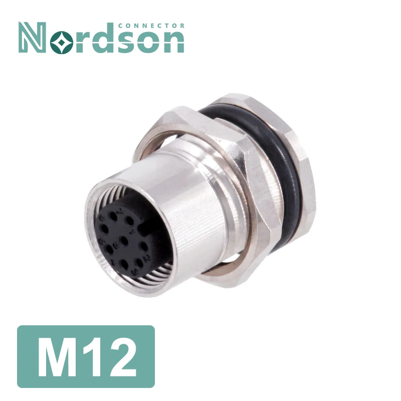 M12 2/3/4/5/6/8/12/17Pin Flange Seat Waterproof Connector Front/Back Panel Wire Welding Plug PG9 M16 Male Female B/D-type Socket