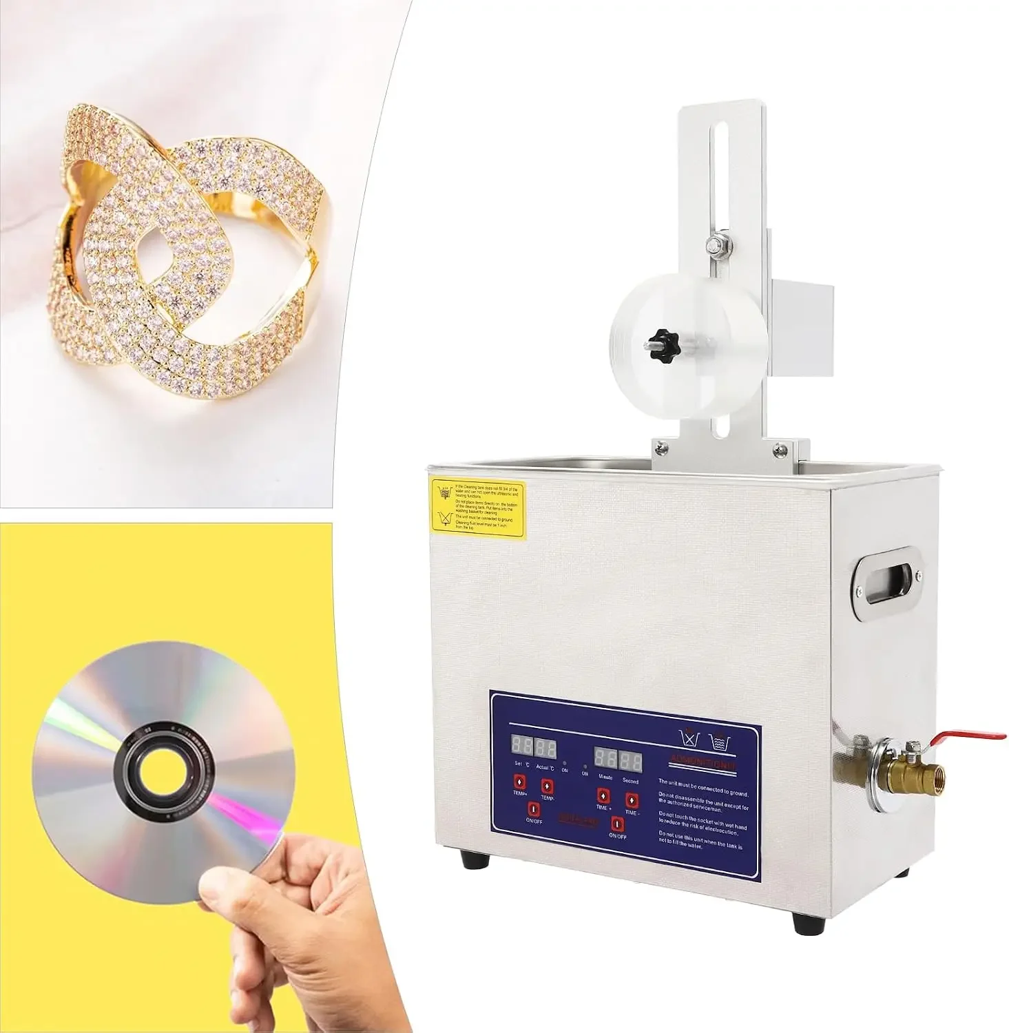 Professional Ultrasonic Cleaning Machine 6.5L/1.72Gal, 40KHz Vinyl Records Cleaner with Adjustable Time(0-30 minutes)&Temperatur