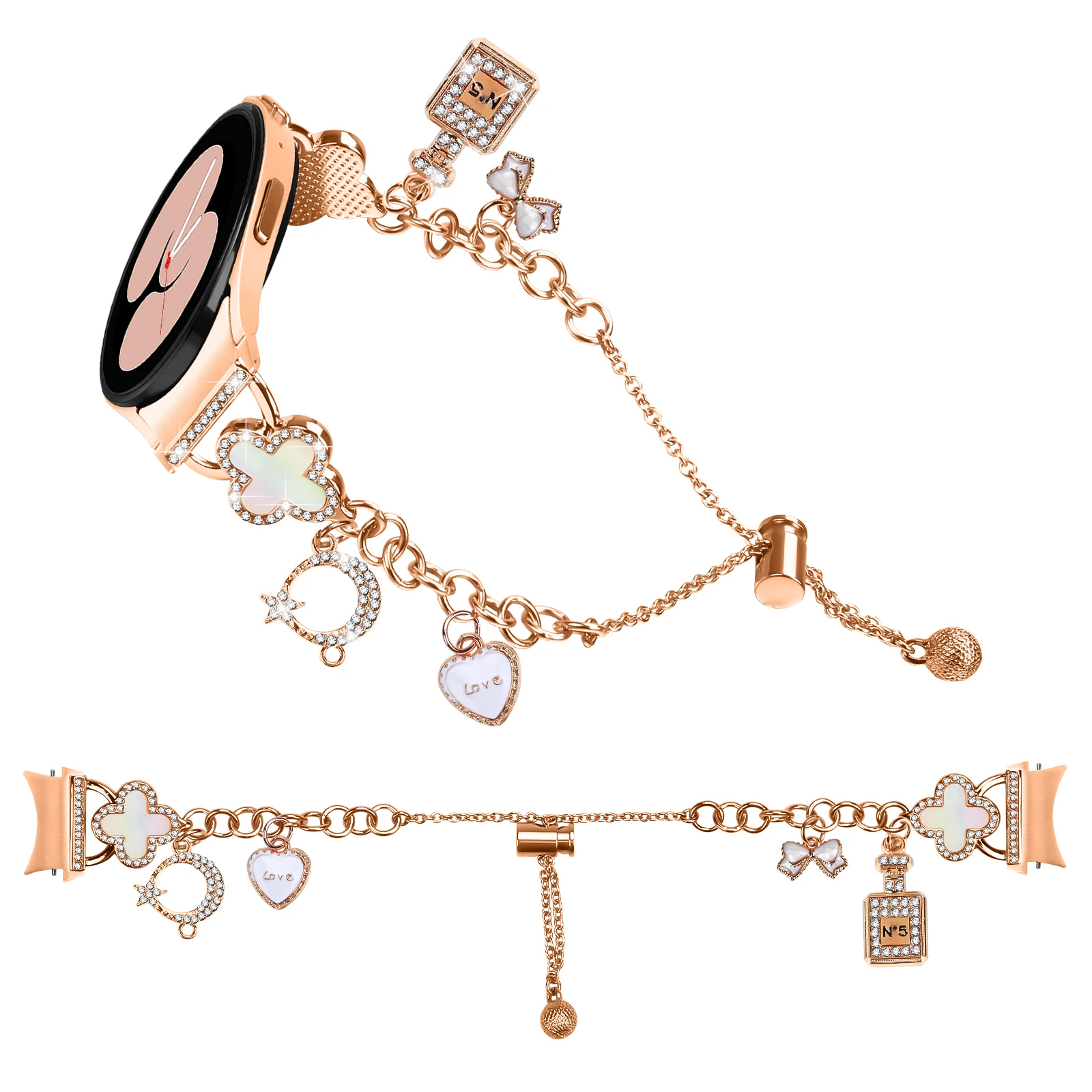 Cinturino con diamanti ad innesto rapido senza spazi vuoti per Samsung Galaxy Watch7 40 44MM FE/6/Classic 43mm 47mm cinturino per orologio 5Pro 45mm braccialetto in metallo