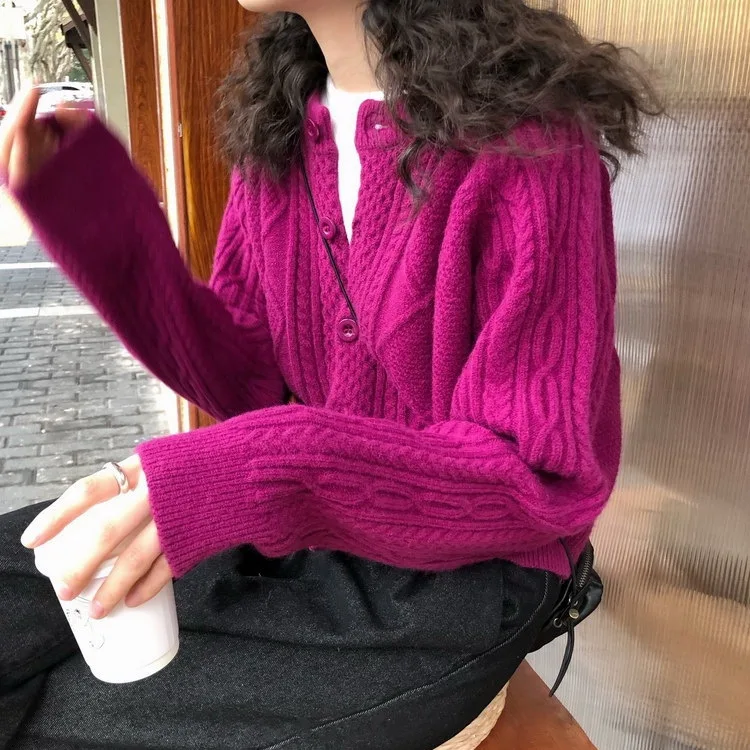 Woman Sweater Cardigan autumn/winter Twist O-neck Knitting Solid Color Long Sleeve woman's Clothing Dropshipping PYRMRM700