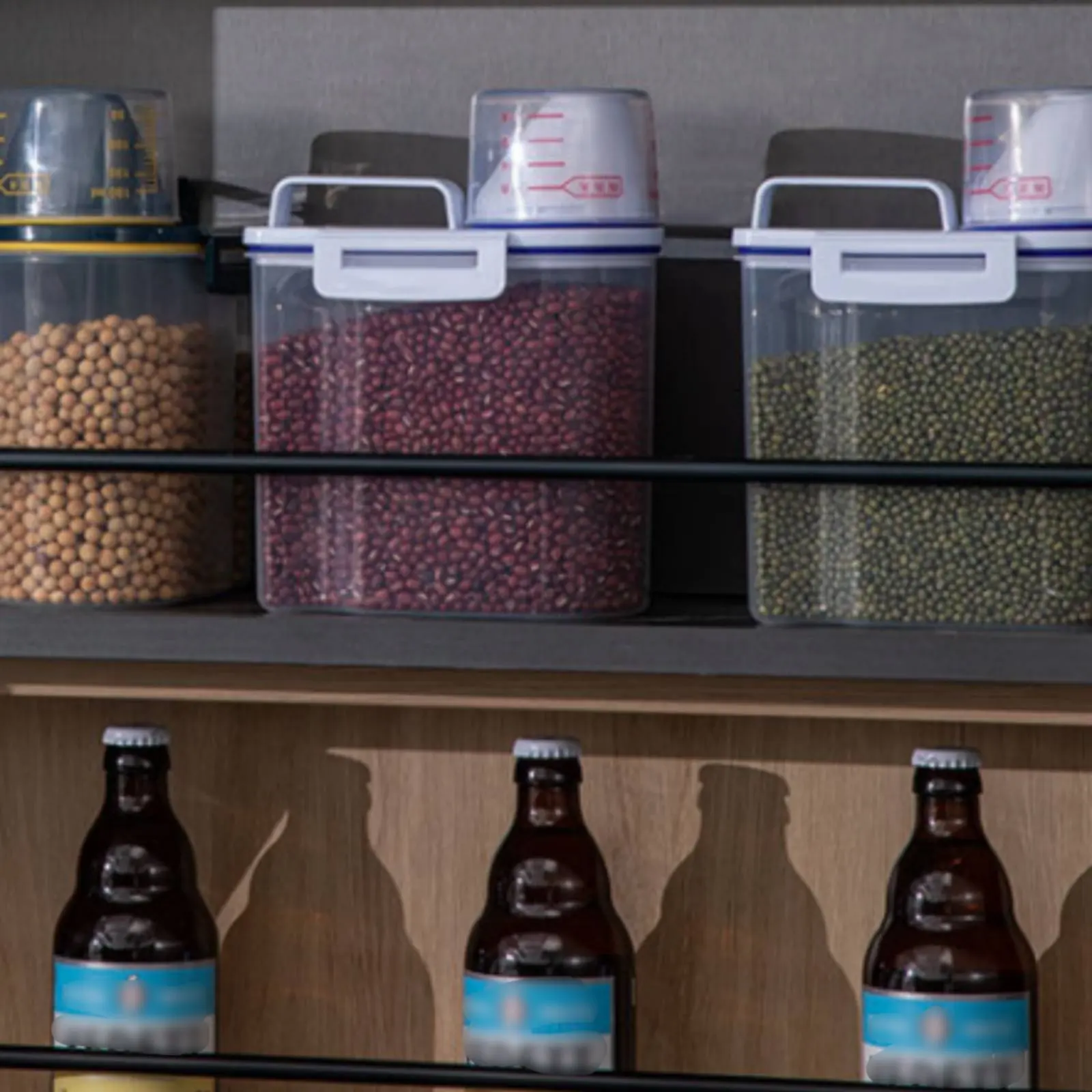 Rice Storage Container Moisture-Barrier Rice Dispenser with Measuring Measure Airtight Food Storage Container Effortless Pouring