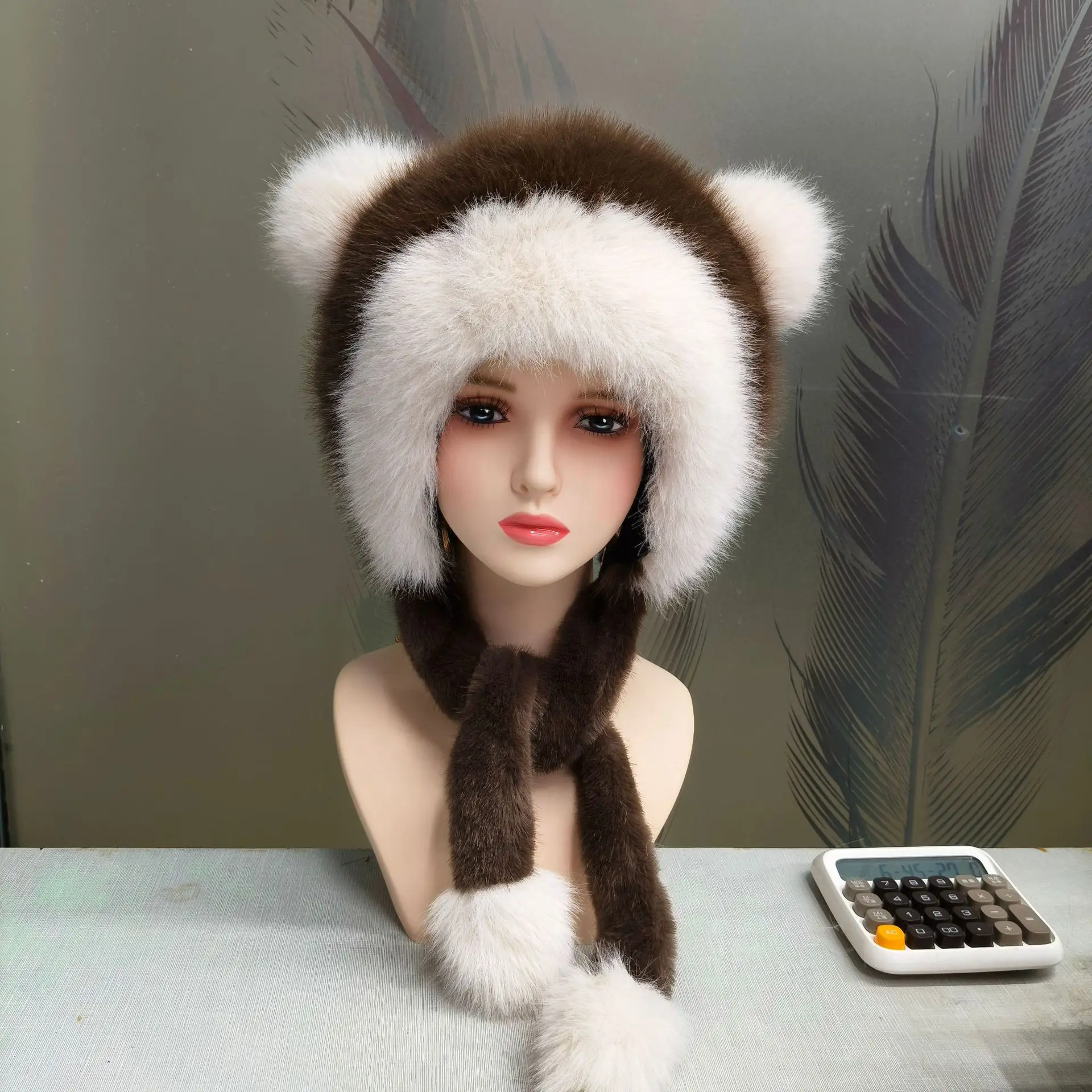 

Winter Warm Bear Ears Ear Protection Hat Korean Ins Style Plush Soft Fur Thunderbolt Hat Teenage Sweet Kawaii Thickened Hat