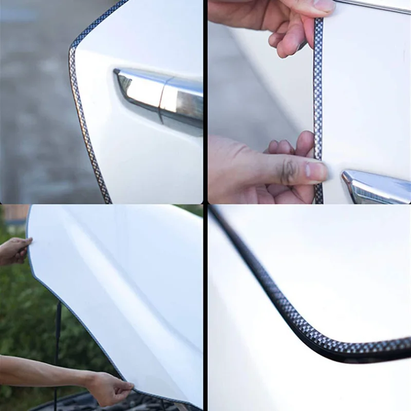 for Black Seal Strip Accessory Guard Trim Carbon Fibe Protector No scratches Door for edge U-Shape Molding for fine