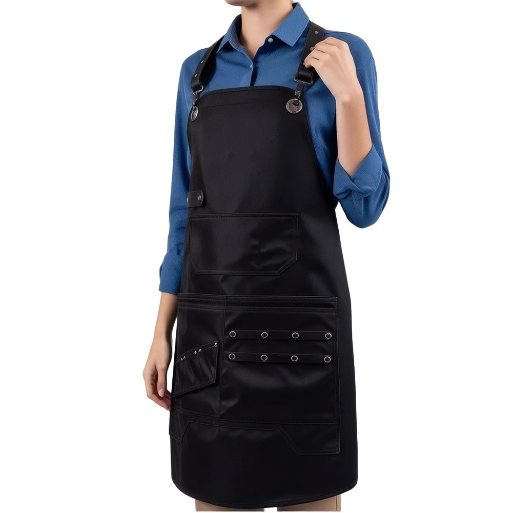 Oil-resistant and waterproof BBQ apron made from toughened polyester for grilling cooking and baking in active environments