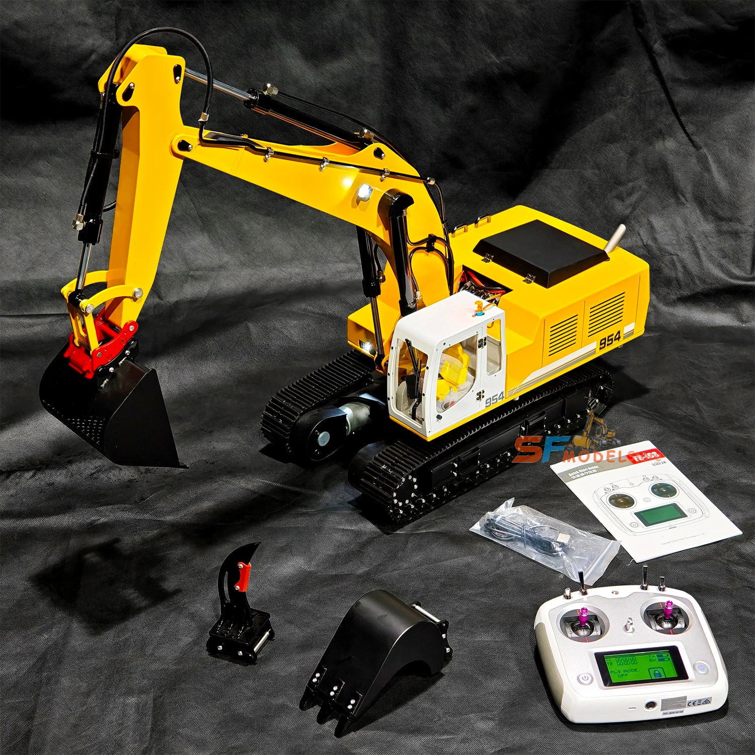 954 RC Excavator 1/12 Scale RC Hydraulic Excavator Metal Model RTR with Lights and Sound System Remote Control Toy