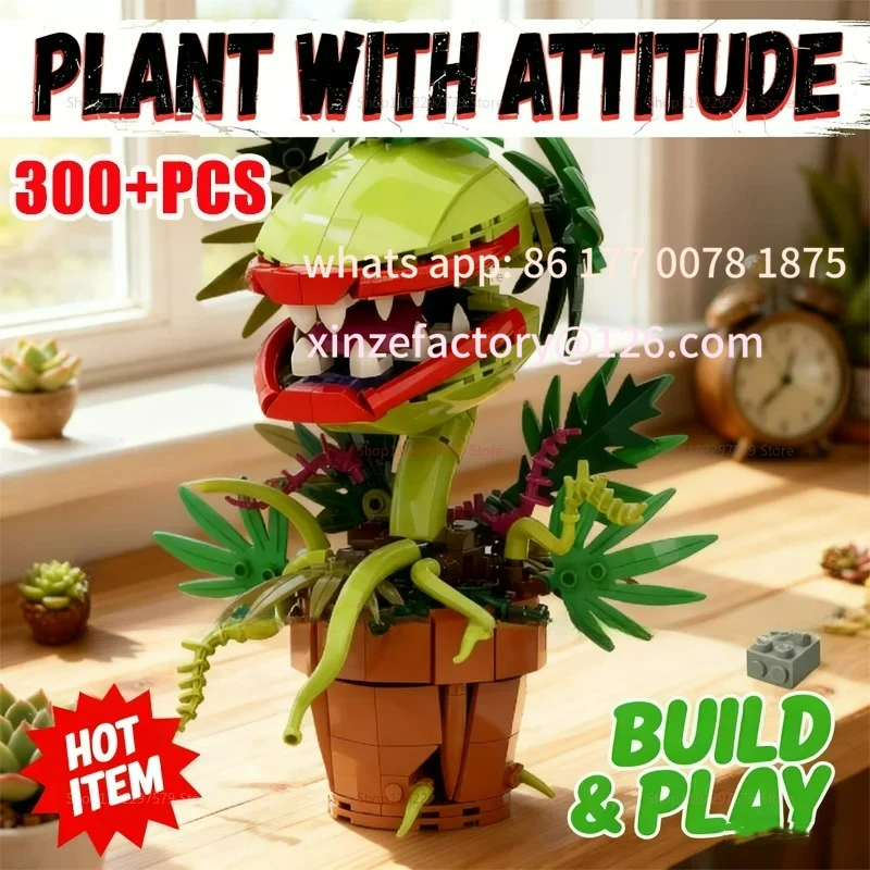 

Настраиваемый комплект каннибал-цветок, 300 + шт., горшечные растения, цветочная модель, кирпичи, сборные игрушки для детей, колл