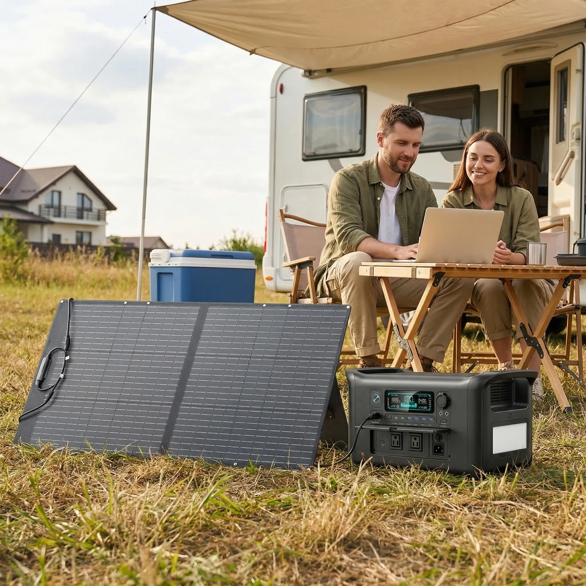 100W Portable Solar Panel, Monocrystalline High-Power Solar Panel - Suitable for Camping/RVs/Generators