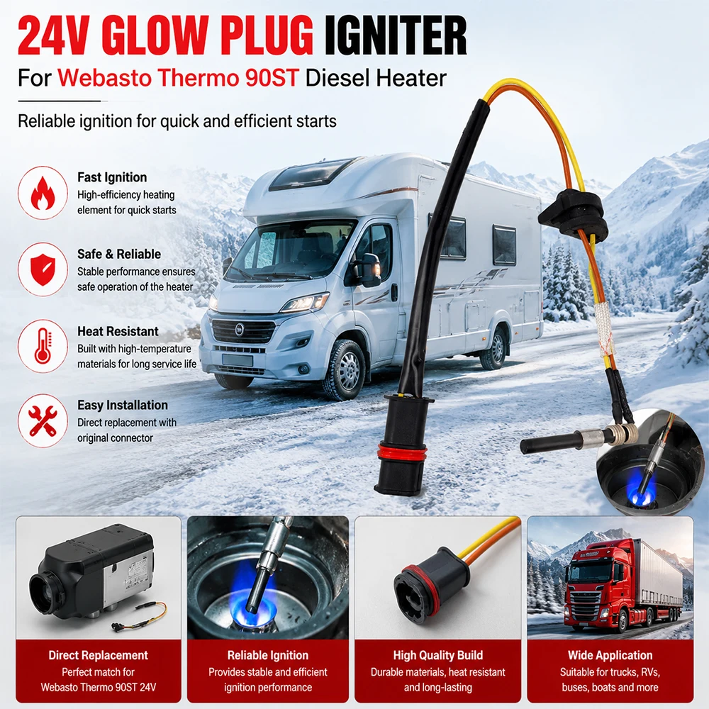 24V Glow Plug Igniter Replacement Part for Webasto Thermo 90ST Diesel Parking Heater