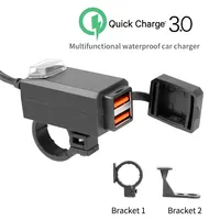 Dual USB Port 12V-24V Waterproof Motorbike Motorcycle Handlebar Charger QC3.0 Adapter Power Supply Socket for Phone Mobile
