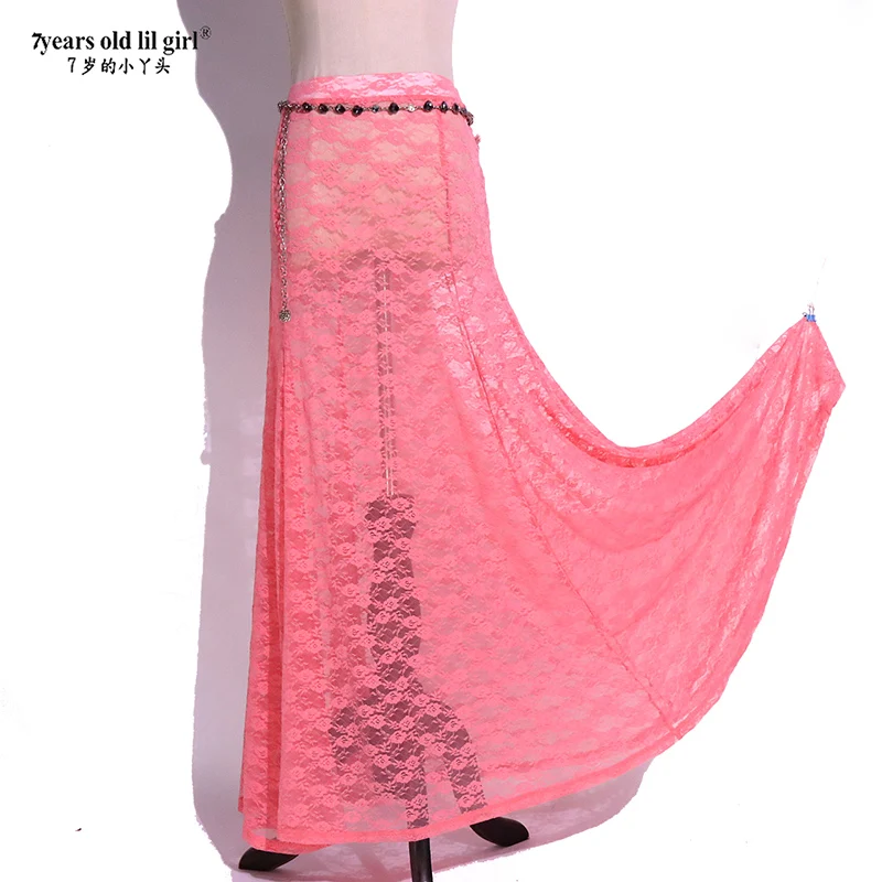 Belly Dance Lace Slit Crape Hips Full Swing Skirt EX83