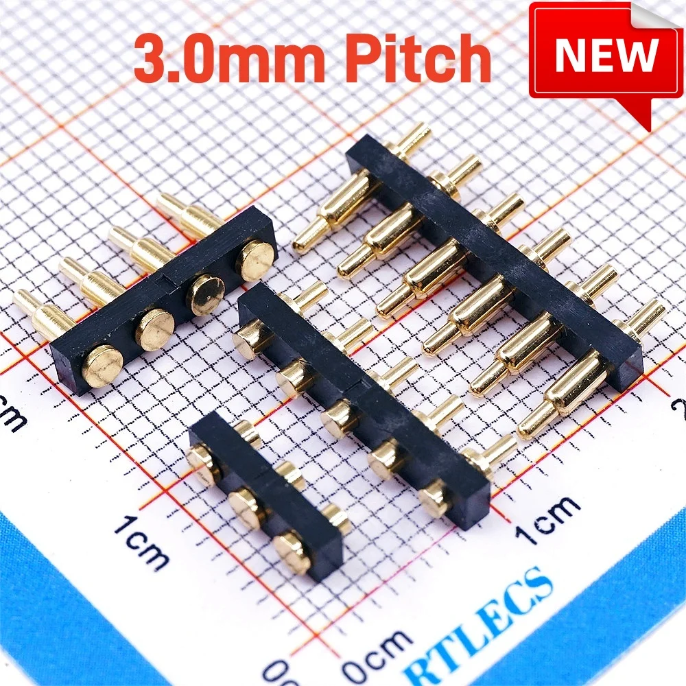 Connecteur à broche Pogo, pas de 3.0mm, batterie, charge à ressort, Contact DIP SMD PCB 4 5 6 7 8 9 10 11 12 14 18 20.5mm, sonde à ressort de Test, 5 pièces