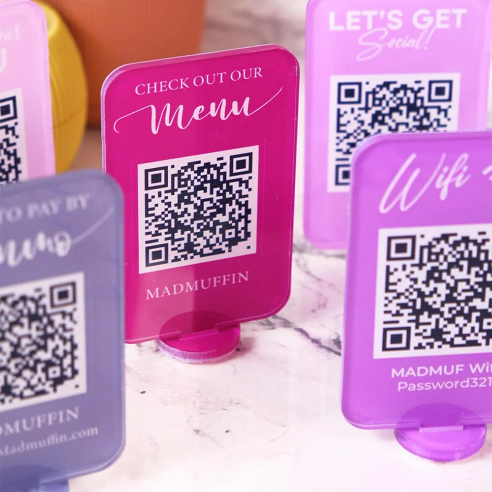 Salon Beauty Mini QR Code Sign Custom Logo Social Media Payment Acrylic Plaque Business Scan To Pay Follow Display Stand