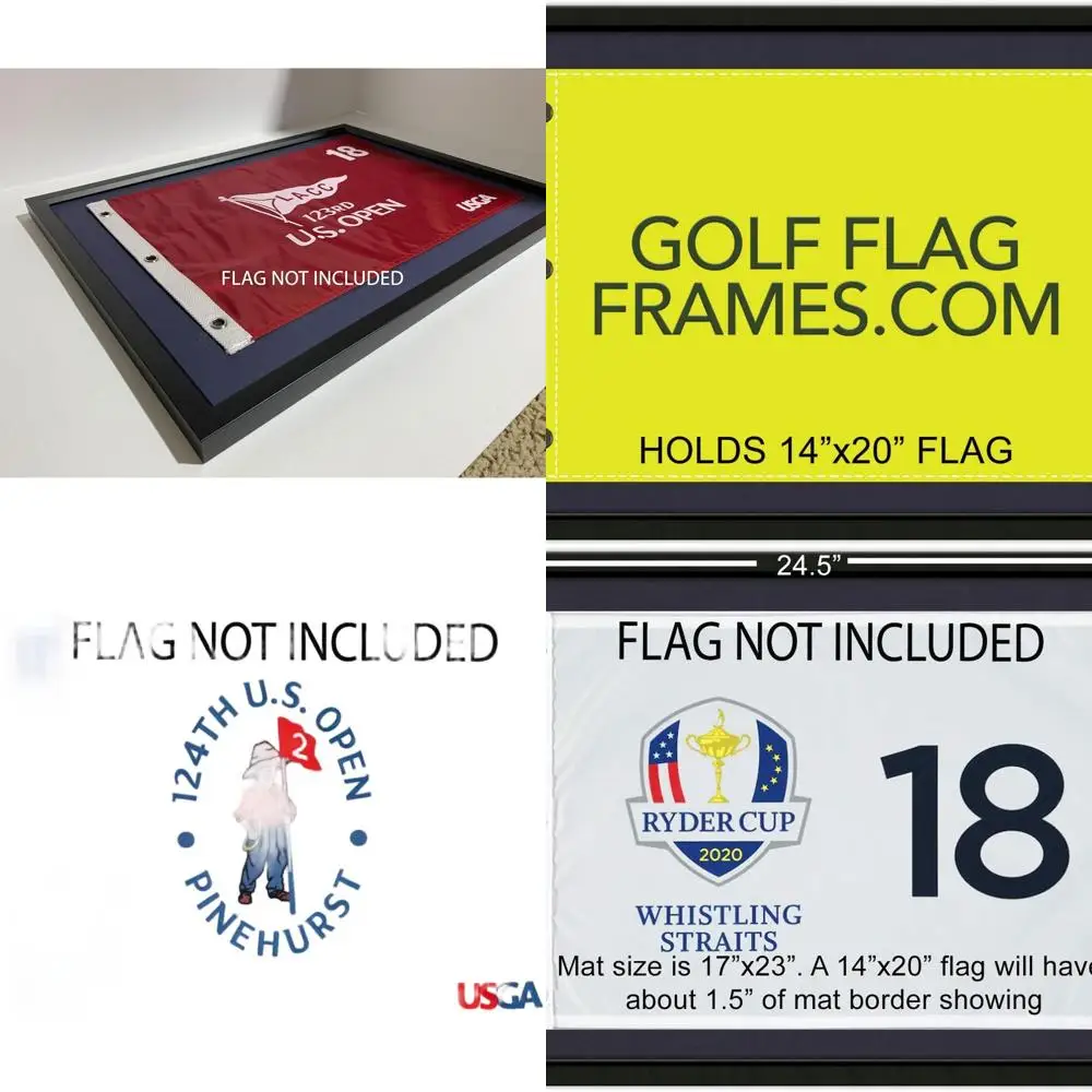 

Держатель флага для гольфа 14x20 PGA, черный молдинг, в комплект входит темно-синий коврик, подходит для чашки Ryder и открытых флагов США.