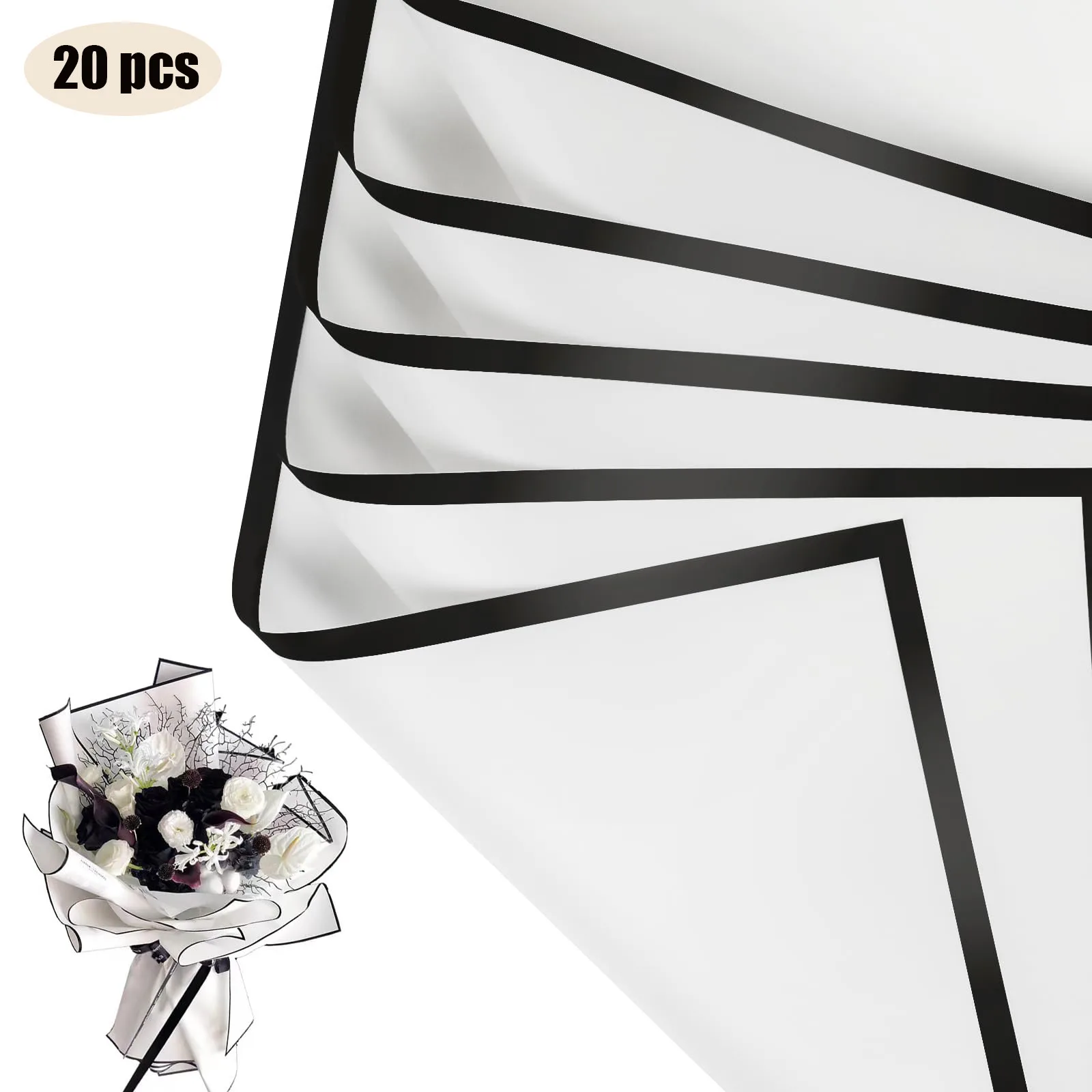 20-Blatt Blumen-Geschenkpapier mit goldenen Kanten, wasserfeste Blumenstraußverpackung – perfekt für DIY-Hochzeiten und Geburtstage
