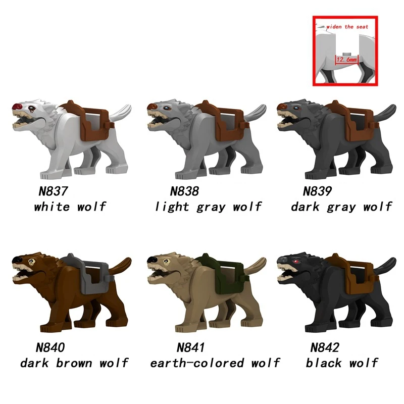 MOC Medieval Animals Series Building Blocks Figures Mount Wolf Beast Garden War Wolf Castle Carriage Ox Transportation Kit Brick