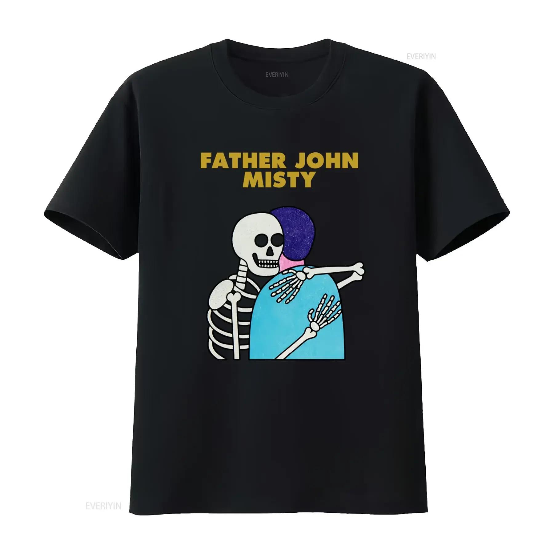 Father John Misty Skeleton Hug Design Classic T shirt for US Market vintage Washed Stylish Stretched Slightly Comfortable