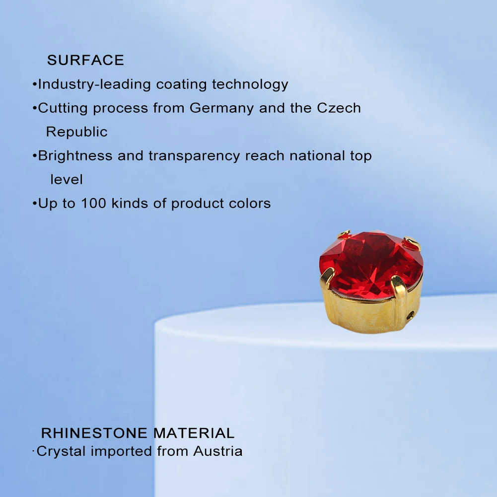 Giamax High Quality  Round Glass Crystal Sewing Stone With Gold Silver Claw Sew on Rhinestones For Garment Clothes Bags