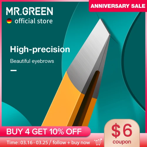 Imagen 1 del producto MR.GREEN-Pinzas para cejas de acero inoxidable, utensilio de belleza de pelo colorido, extractor de pelos finos, pinzas inclinadas para cejas, herramientas de maquillaje