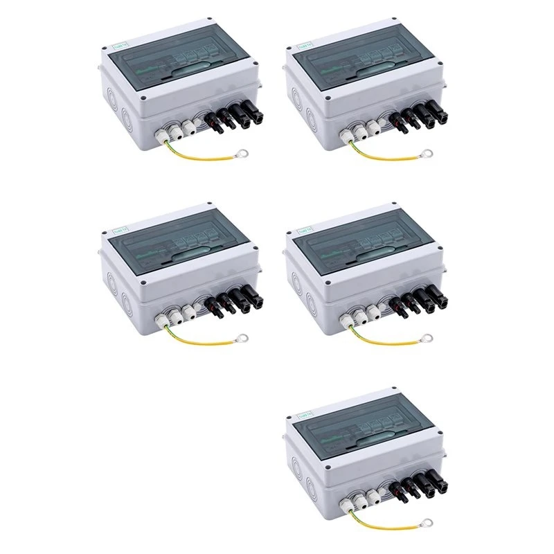 My Home 5X Solar Photovoltaic PV Combiner Box With Ground Wire Protection 2 In 1 Out DC600V Fuse MCB SPD Waterproof Box IP65