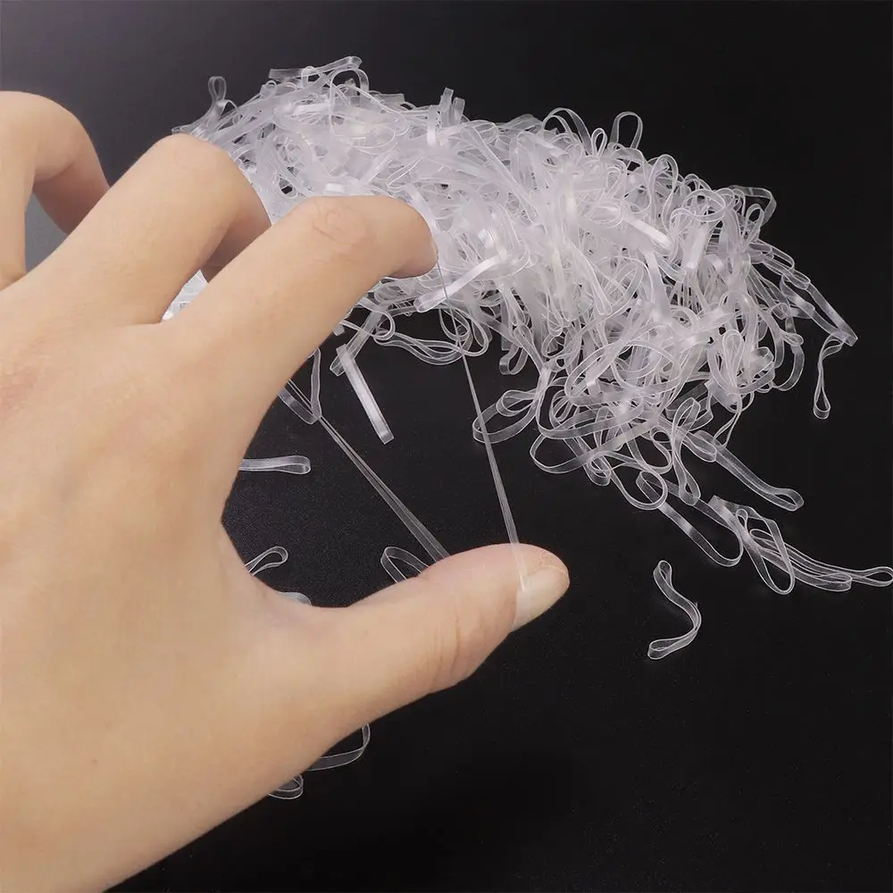 Useful Transparent Clear Women Hair Styling Tool 500 Pcs Hair Ties Ponytail Holder Rubber Hair Band Ropes