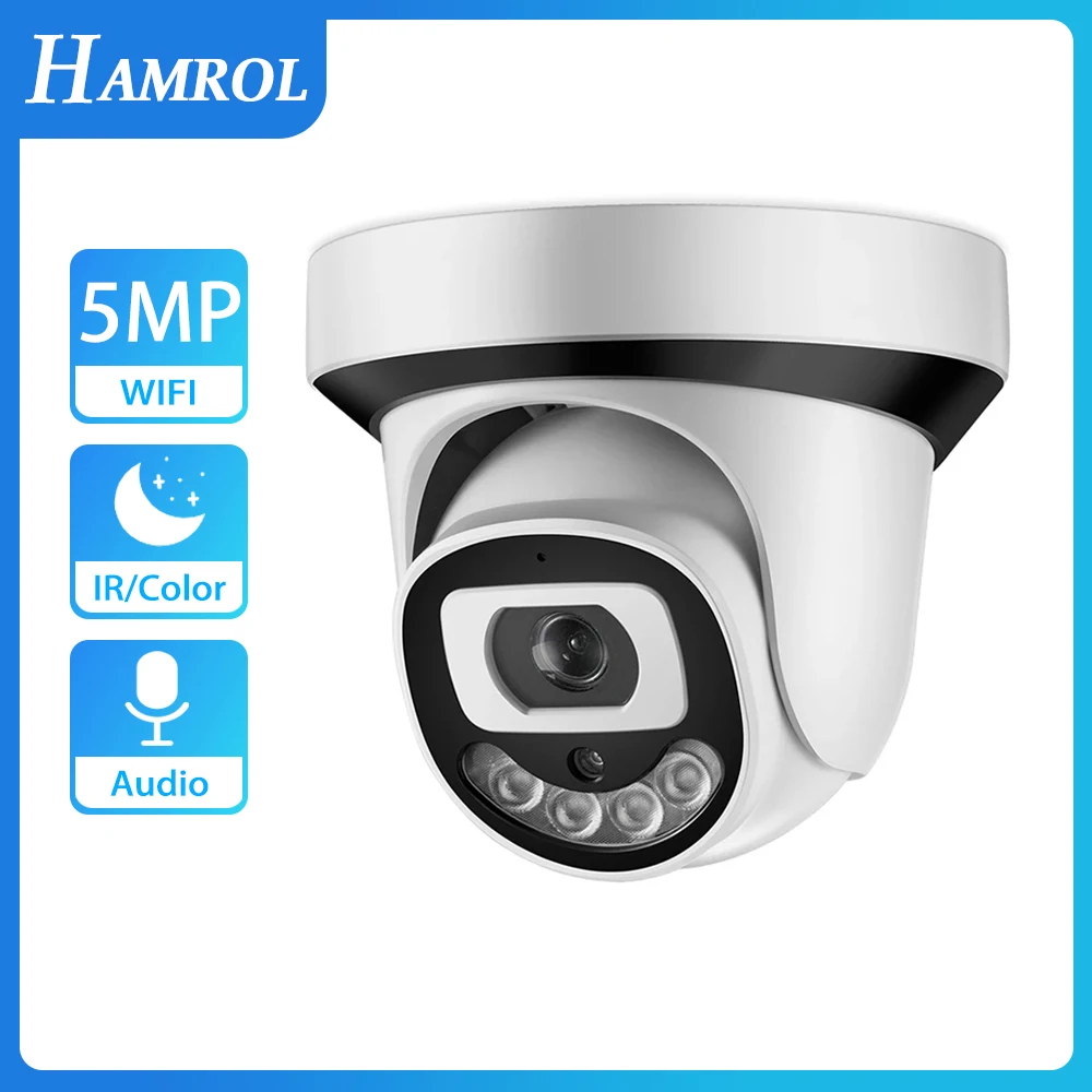 HAMROL 5MP 1080P Wifi Camera Wirless/Wired ONVIF IP Camera Two Way Audio Motion Detection Color Nightvision iCSee H.265X