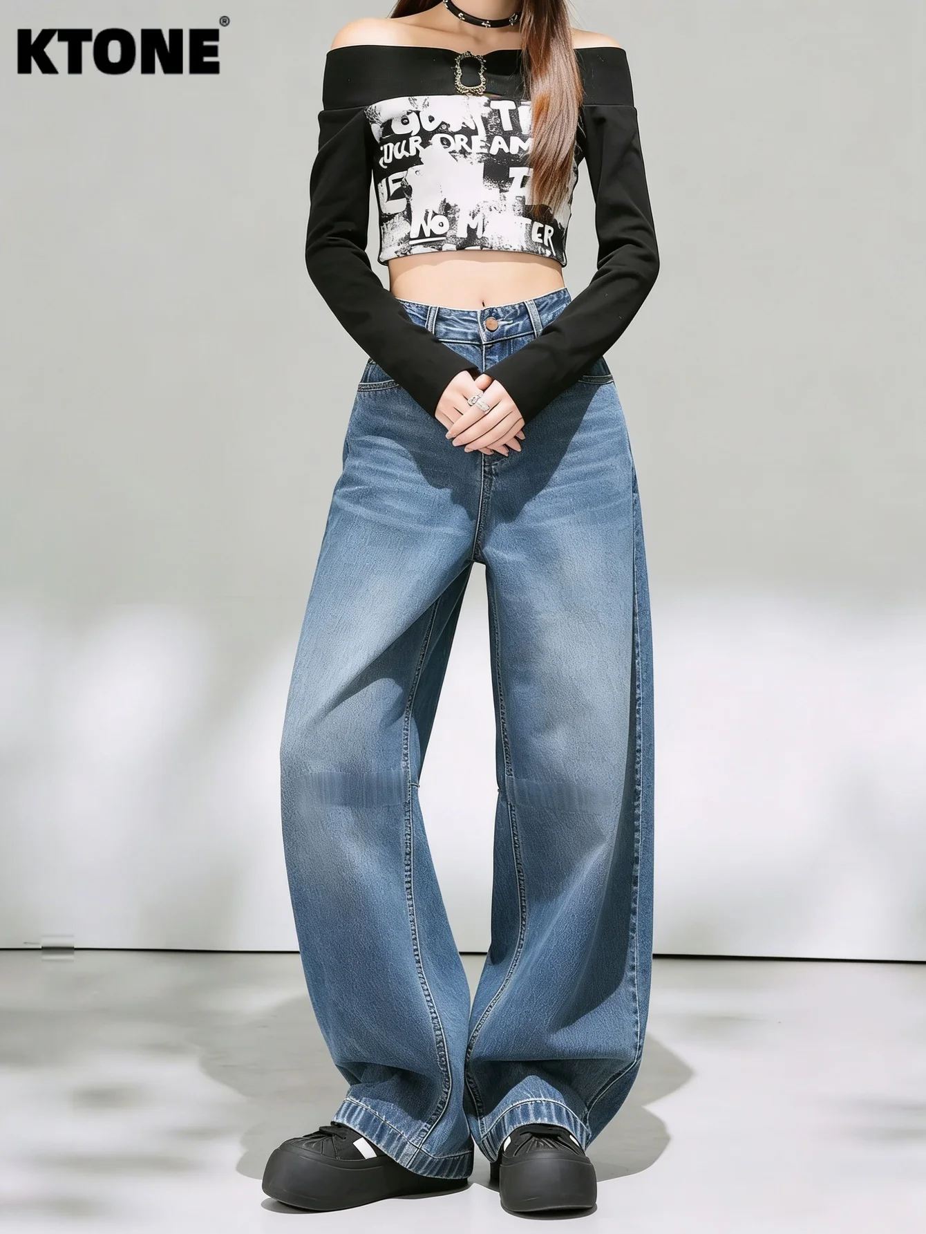 

Harajuku Jeans Unisex Blue Baggy Jeans Retro Drip Original No accessories or belts included