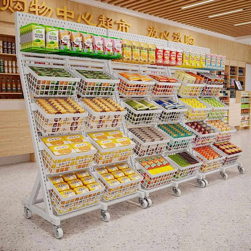 custom.Custom Heavy-Duty Metal Wire Rack Floor-standing Retail Display Stand Supermarket Convenient Candy Snack Shelves