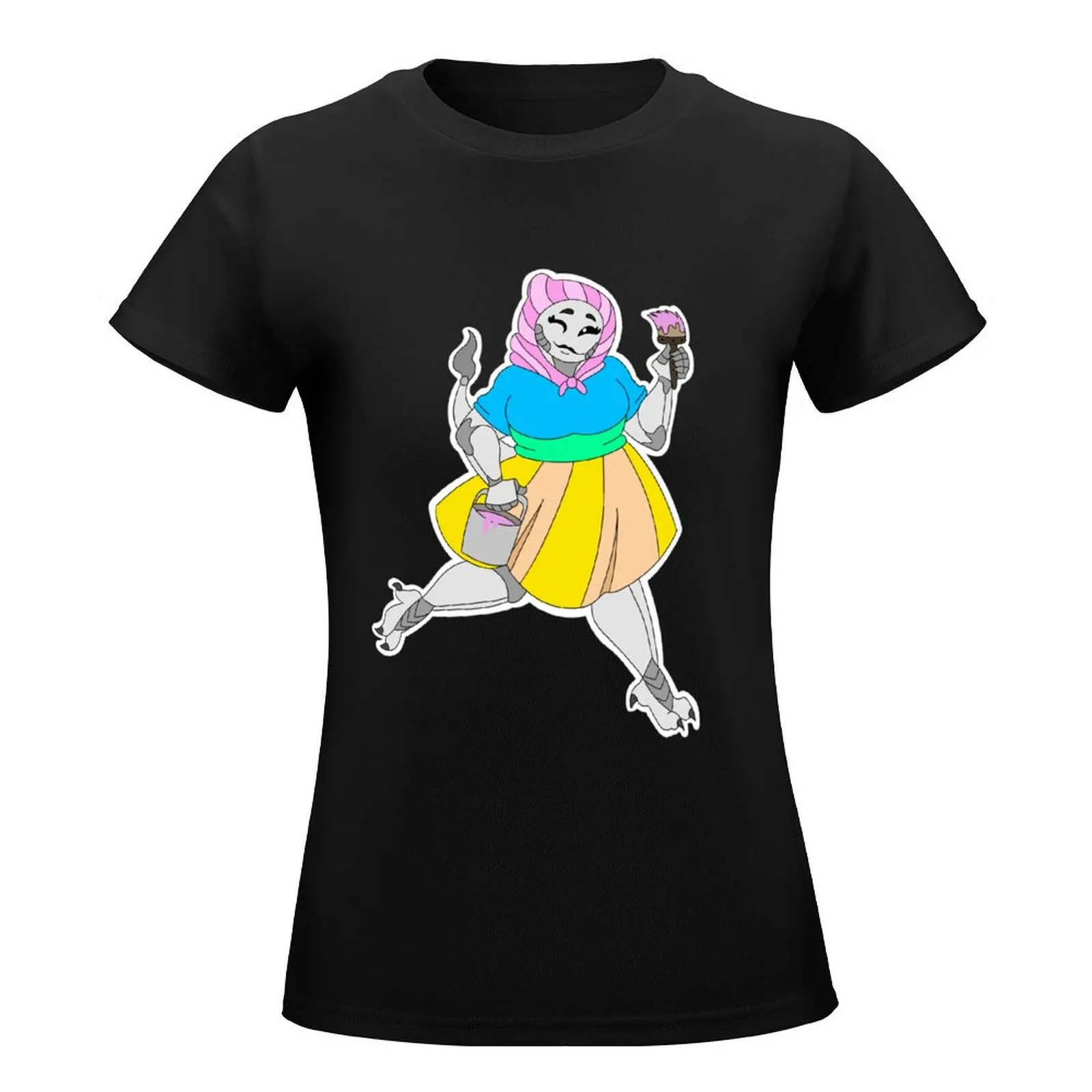 Ms Paint w/Tail T-Shirt plus sizes blacks animal prinfor plus size tops summer blouses woman 2024