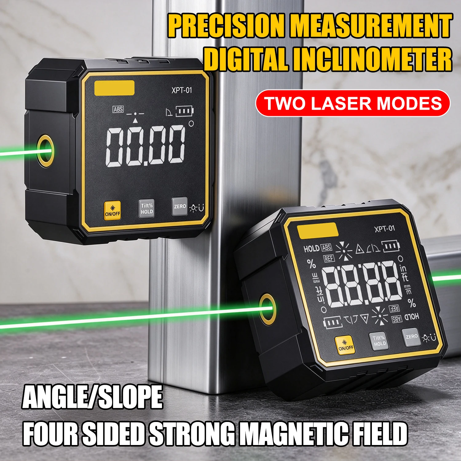 Industrial Laser Alignment - 4 Side Strong Magnetic Digital Laser