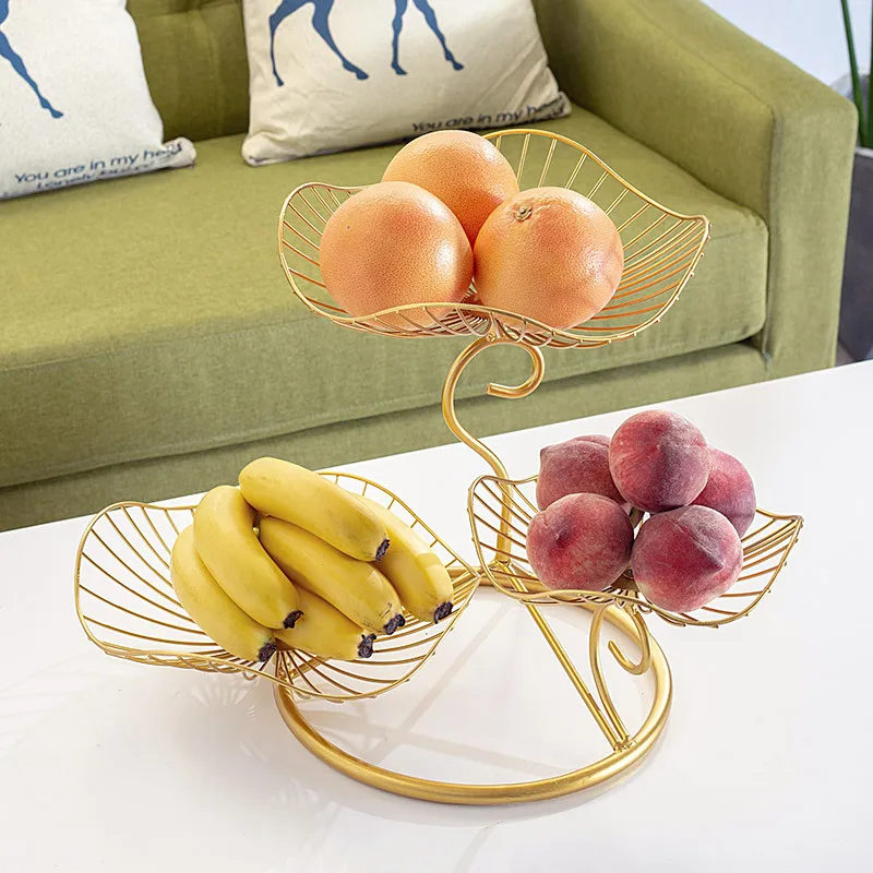 

Iron Art Lotus Fruits Plate Decorative Metal Three Tiers Leaf Sitting Room Snack Organizer Tray Party Dinnerware Centerpiece