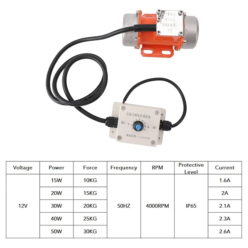 

A01F-12V Vibration Motor Aluminum Alloy 4000RPM Adjustable Speed Brushless DC Concrete Vibratorfor Equipment (15W)