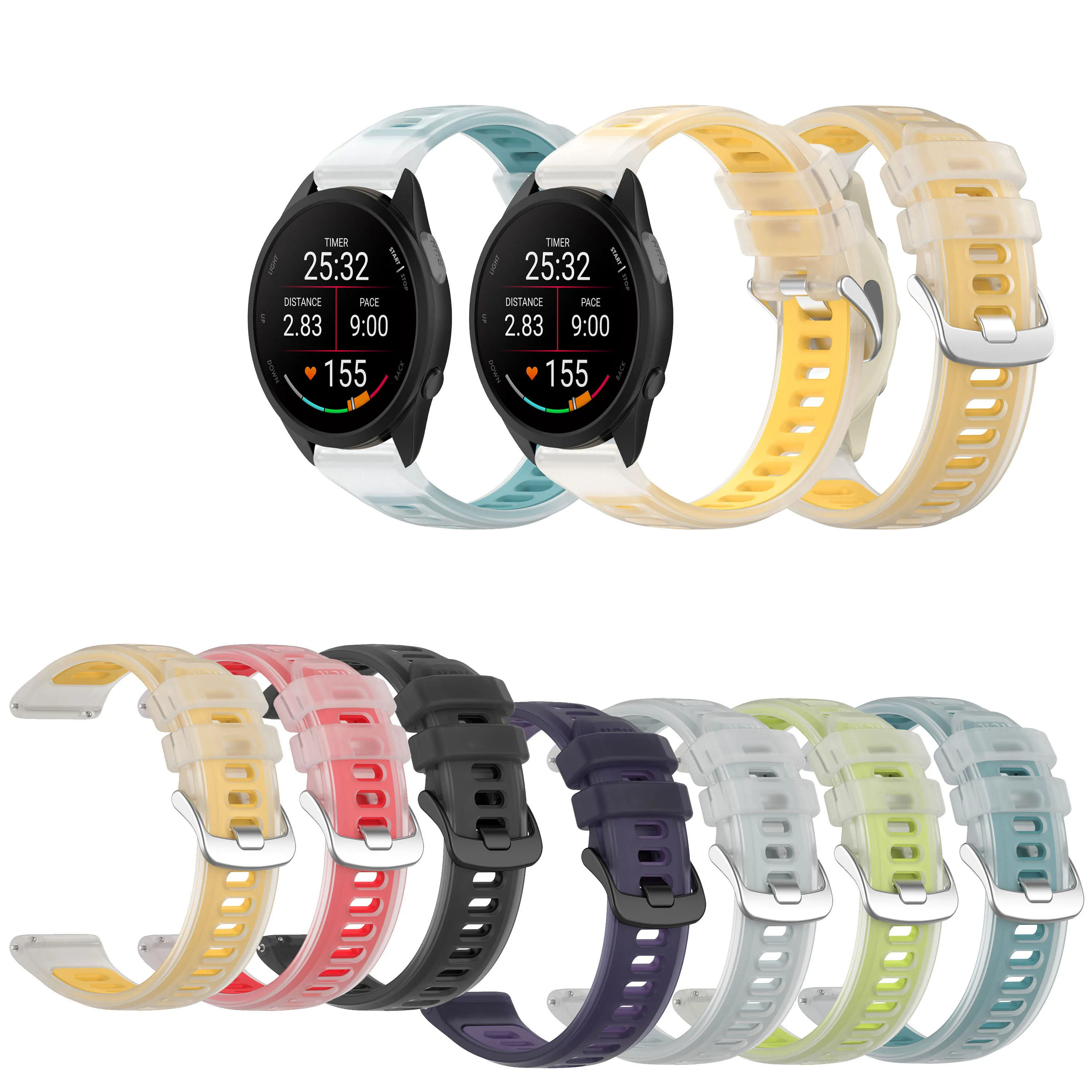 20mm 22mm Silicone Strap For Garmin Forerunner 265 255 245 245M 645 645M 55 158 165 Music 970 570 42mm 47mm Jelly Color