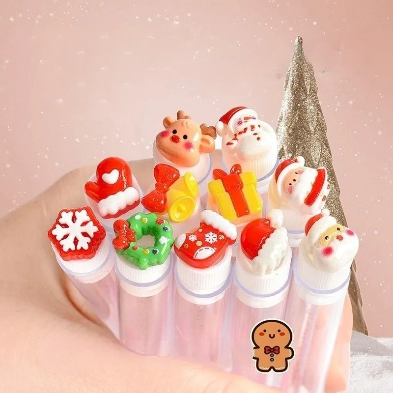 10 Pcs Eyelash Lash Brush Tube Christmas Gift Winter Snow Santa Deer Christmas Eyelash Lash Brush in Tube Factory Wholesale