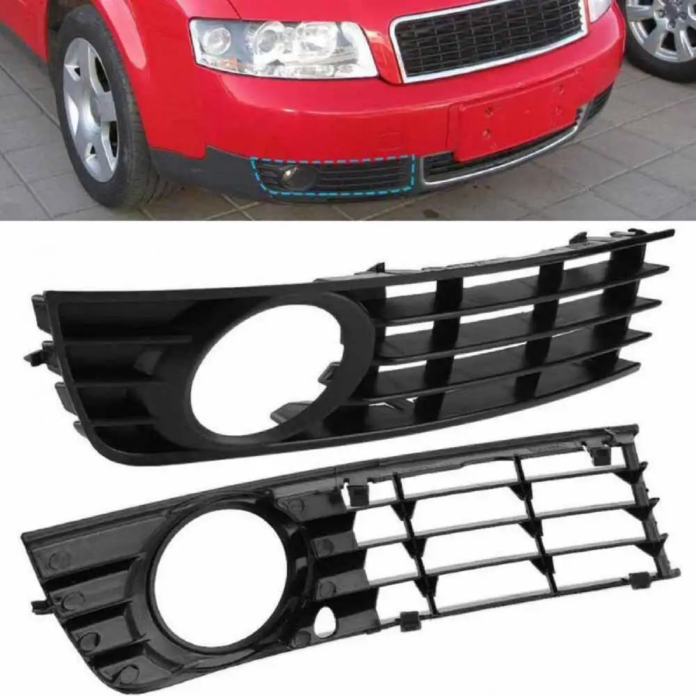 Fog Lamp Grille Anti-collision Tough ABS L/R Front Bumper Fog Light Grille 8E0807681 8E0807682 for Audi A4 B6 2001-2005