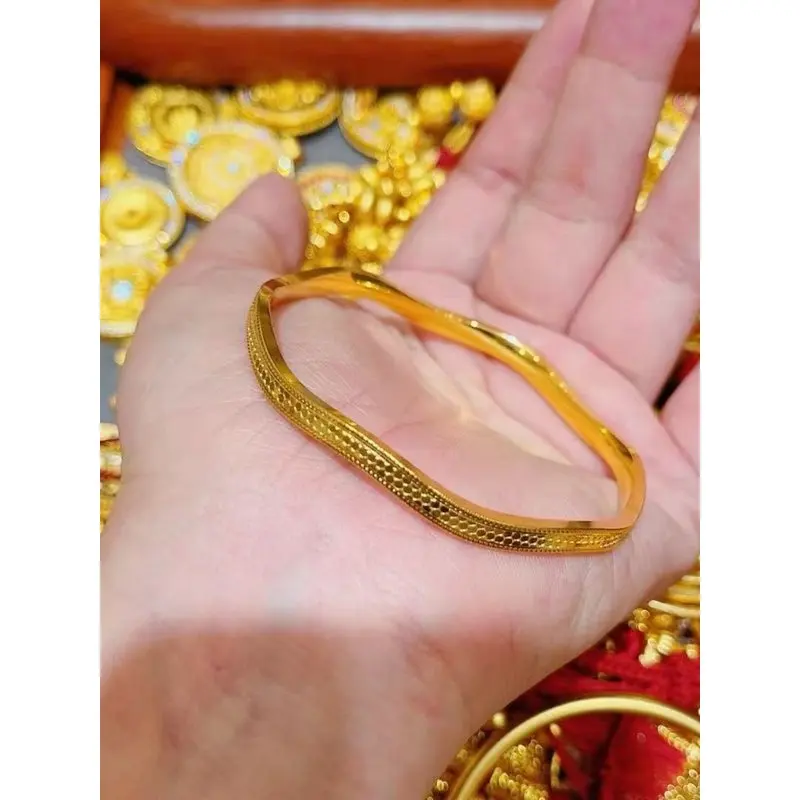24k 999 gold bracelet, wave-shaped dragon scale bracelet, beaded bracelet, versatile bracelet