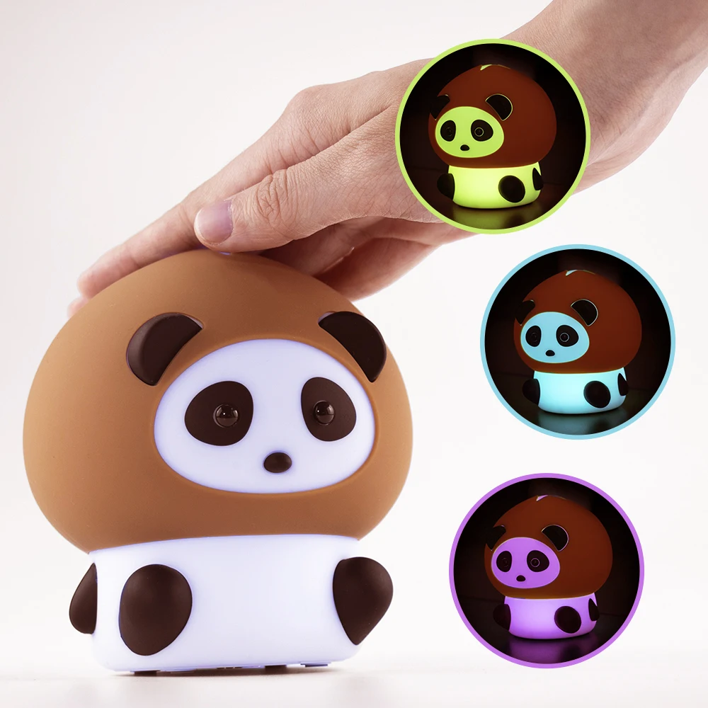 Chestnut Panda Cute Night Light for Kids Lamp Chestnut Warm Color Dimming RGB Patting Lamp Perfect for Babies and Kids' bedrooms