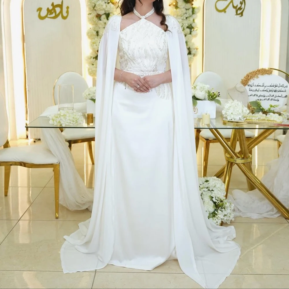 

Вечерние платья трапециевидной формы по индивидуальному заказу, длиной до пола, с высоким воротником, без рукавов, платье для выпускного вечера, модное палантин с блестками, простое драпированное вечернее платье