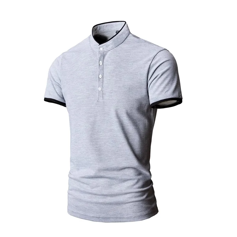 2023 Fashion Brand Polo Shirt Men\'s Summer Mandarin Collar Slim Fit Solid Color Button Breathable Polos Casual Men Tshirts Top