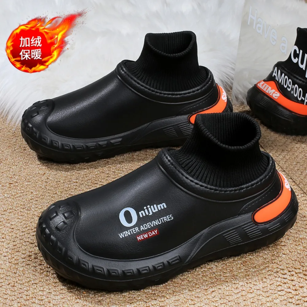 

Men's Cotton Shoes for Autumn and Winter, Waterproof, Fleece-Lined, Warm, Suitable for Indoor and OSoled, Casual Cotton Slippers