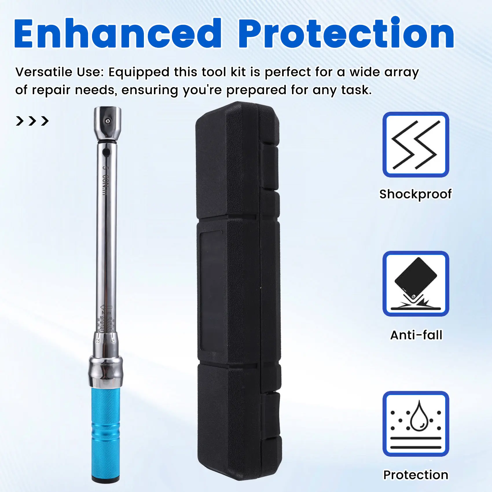 A58Z Torque Wrench Interchangeable 5-60Nm 9x12mm Square Drive Accuracy 3% Car Repair Maintanence Spanner