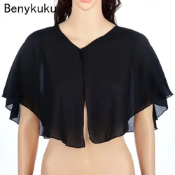 Black White Chiffon Cape Shawl for Formal Bridal Wedding Dress Spring Summer Women Cloak Sunscreen Coat Bolero Capa Mujer 2025