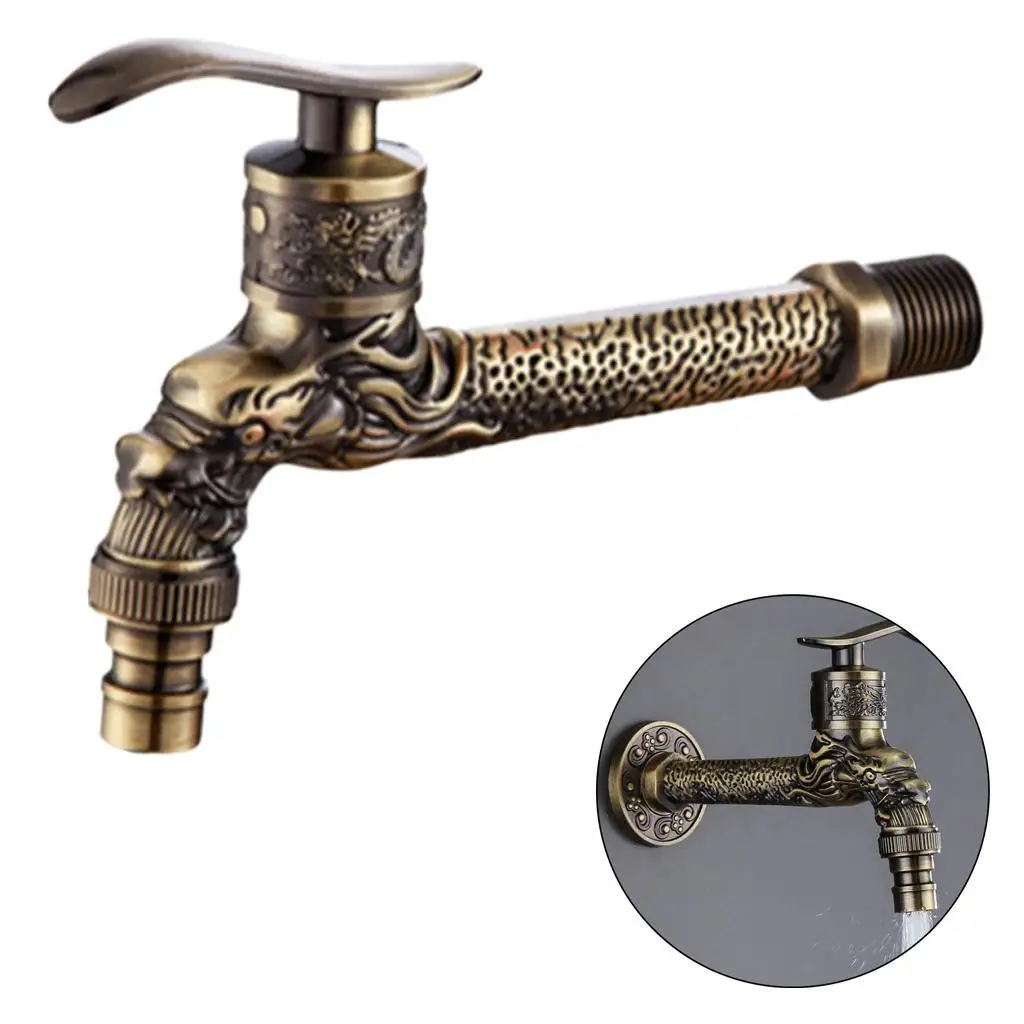 Wall Mount Zinc Alloy Water Tap Outdoor Garden Spigot Kitchen Hotel Decor Golden